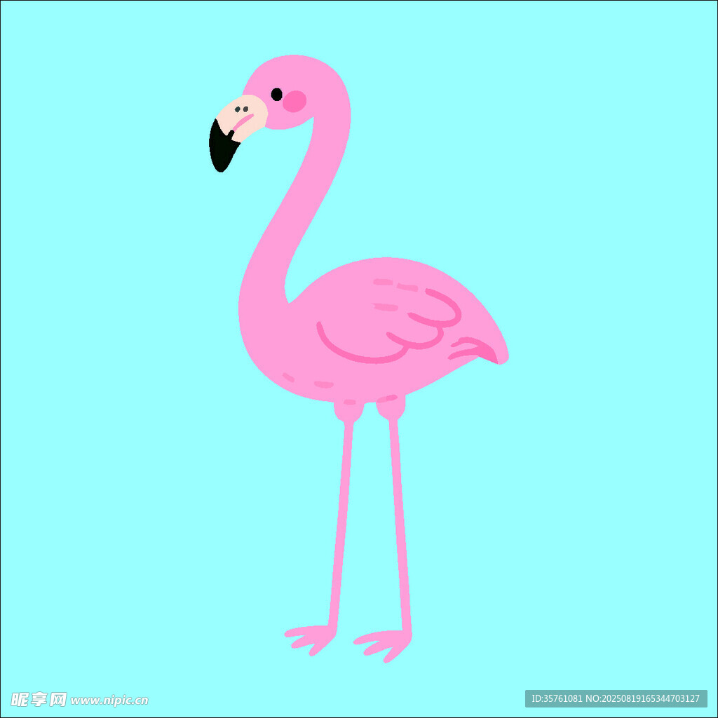 火烈鸟手绘插画元素