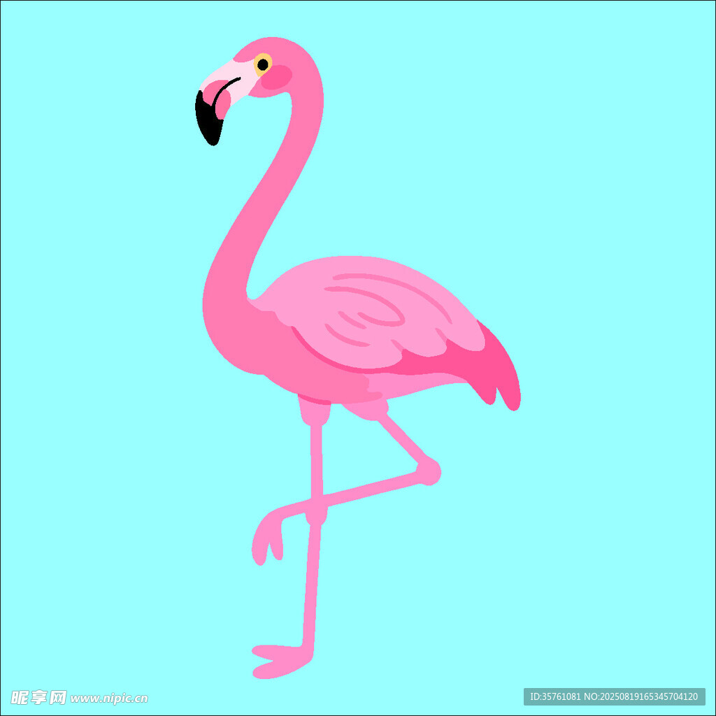 火烈鸟手绘插画元素