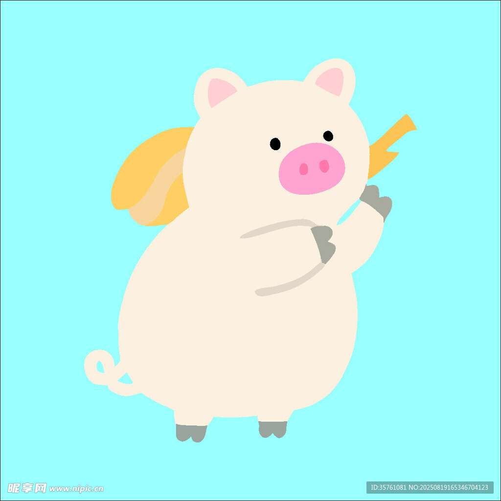 小猪创意抽象儿童手绘插画