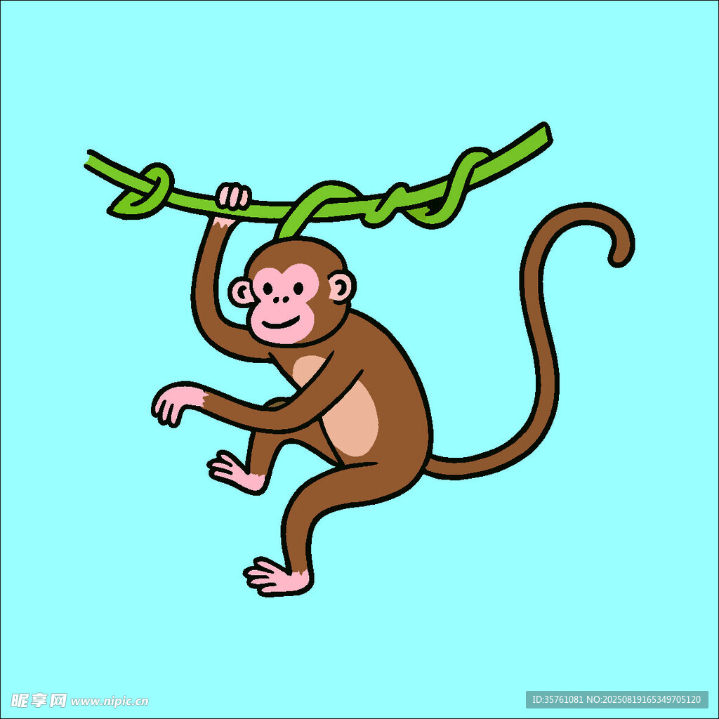 猴子创意抽象儿童手绘插画