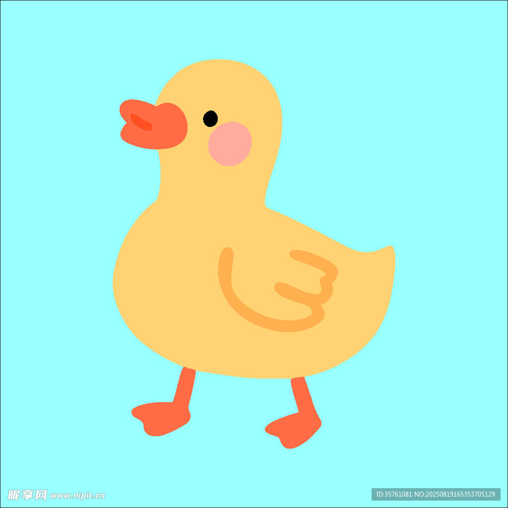 鸭子创意抽象儿童手绘插画