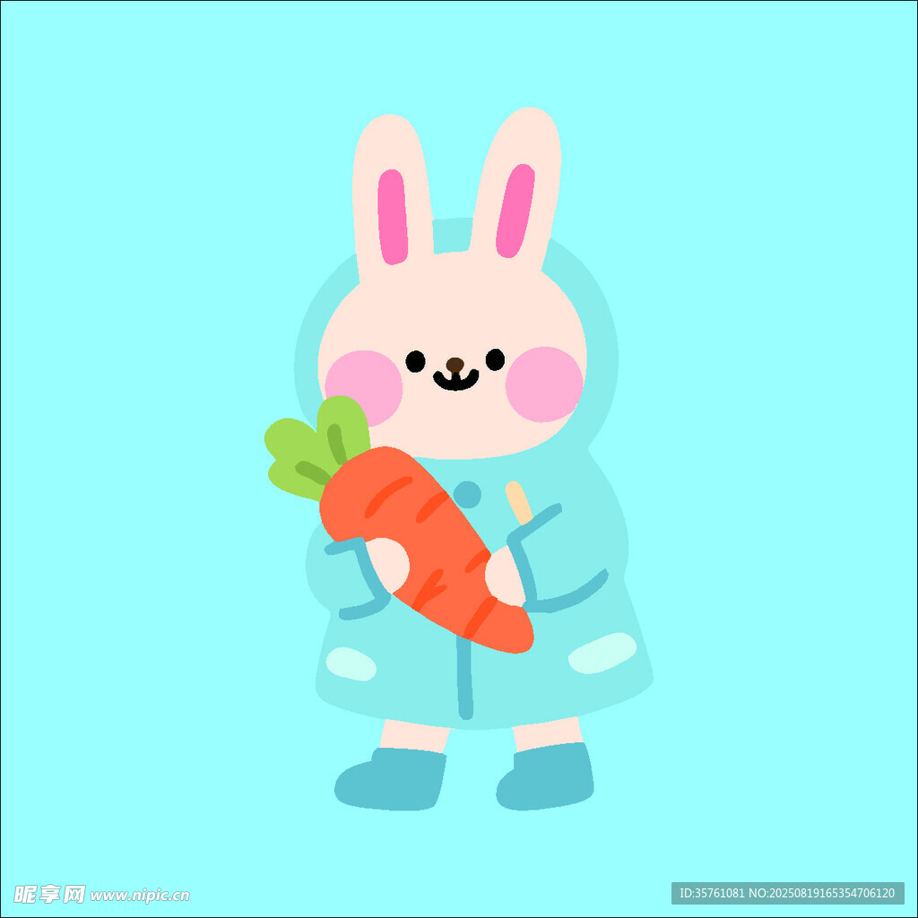 兔子创意抽象儿童手绘插画