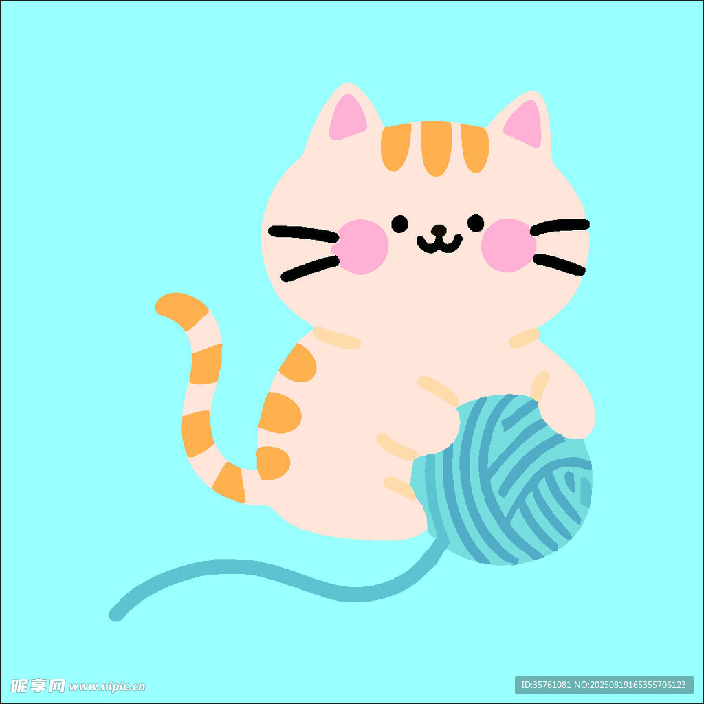 猫咪创意抽象儿童手绘插
