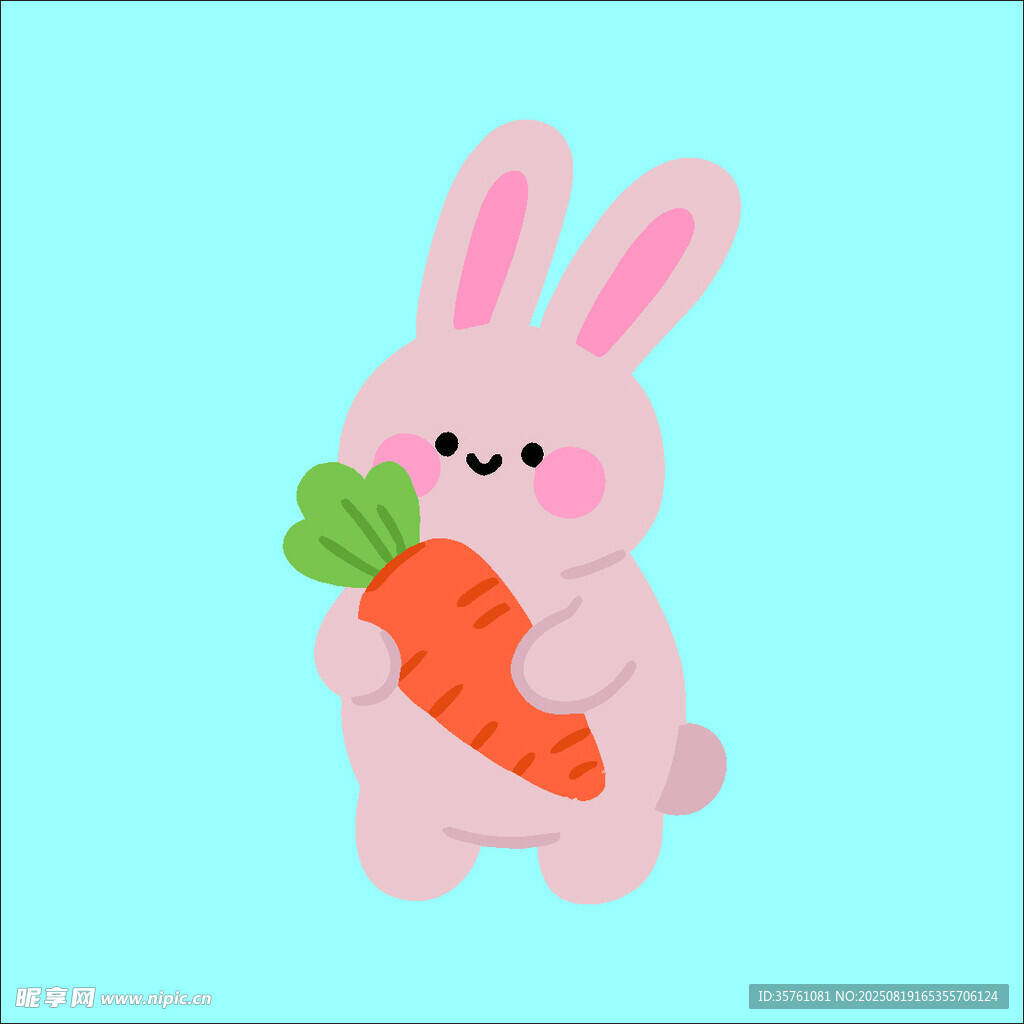 兔子创意抽象儿童手绘插画