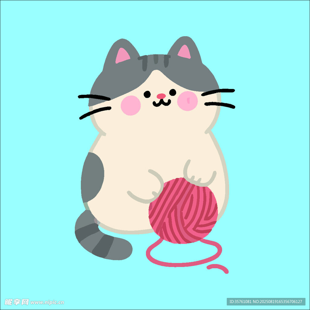 猫咪创意抽象儿童手绘插