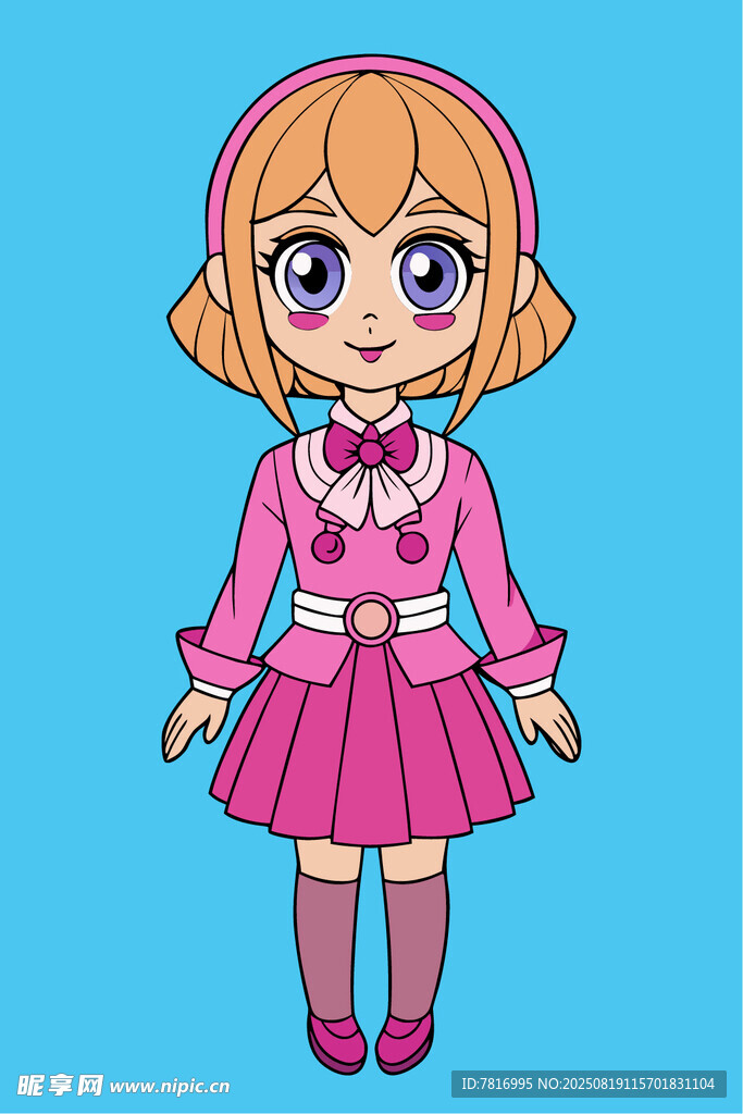 粉色系可爱卡通少女形象