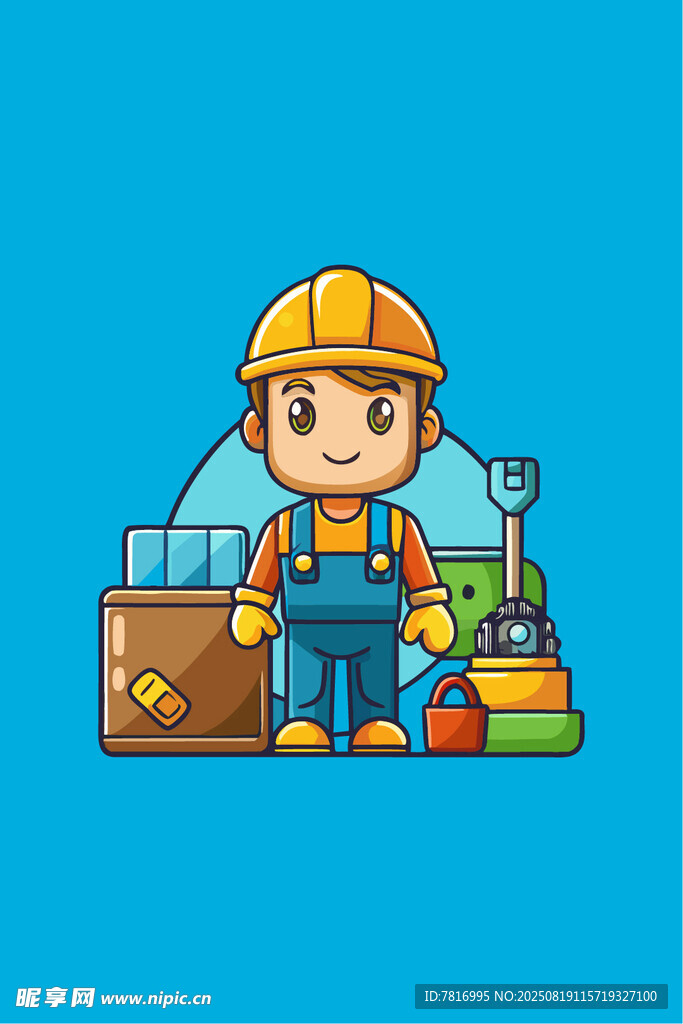 可爱卡通建筑工人形象