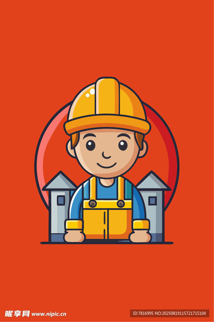 建筑工人与房屋图标