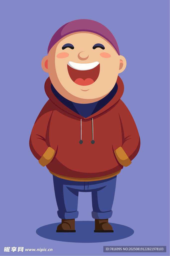 开心的红衣男子