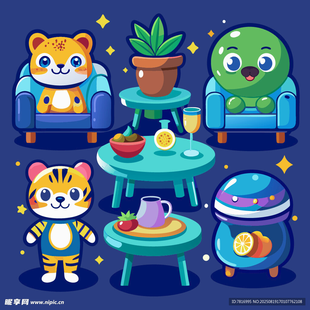 可爱萌趣的动物外星聚会