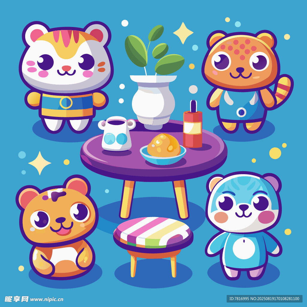 可爱猫咪欢乐聚会场景