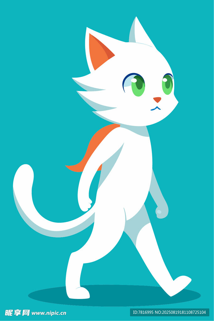行走的白色猫咪