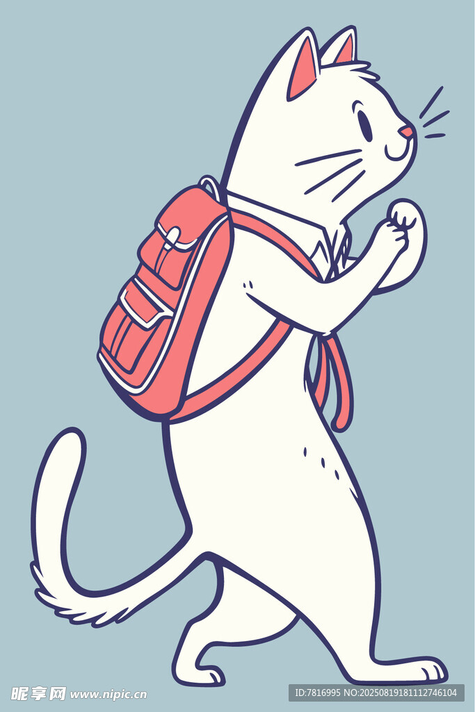背着书包的可爱猫咪
