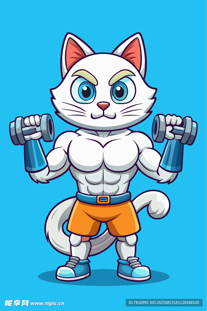 健身猫咪举哑铃