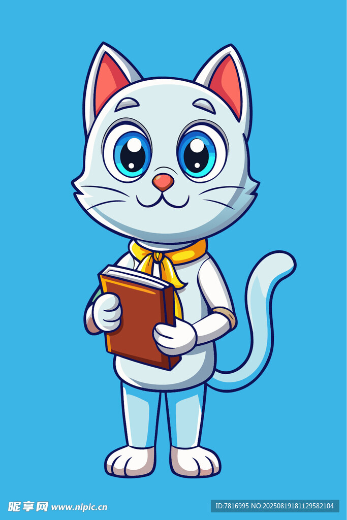 可爱小猫捧书
