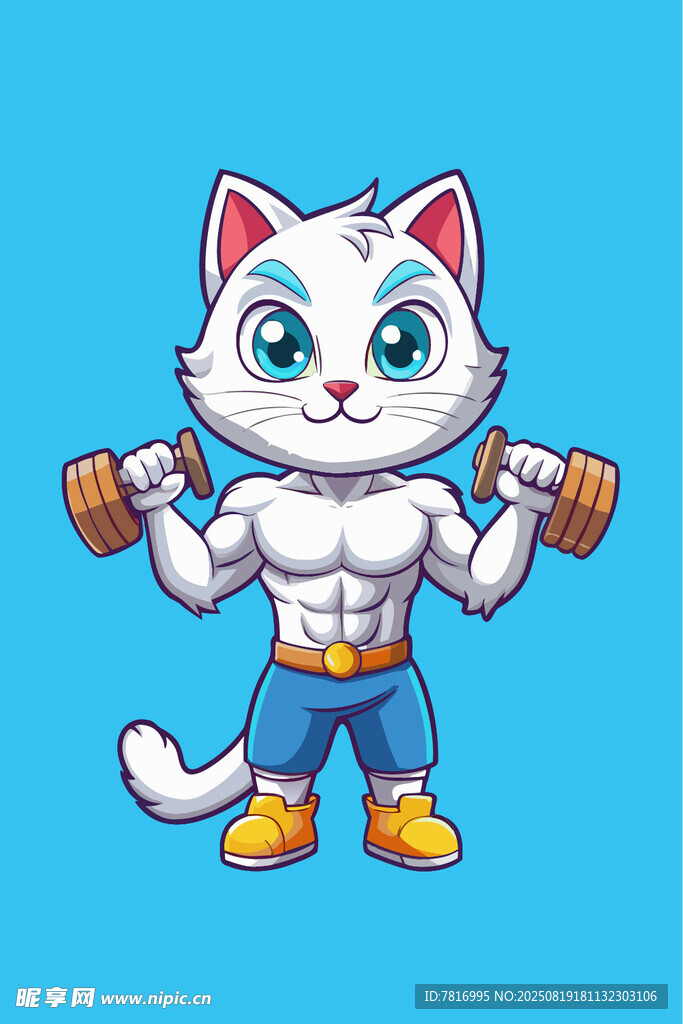 健身猫咪举哑铃