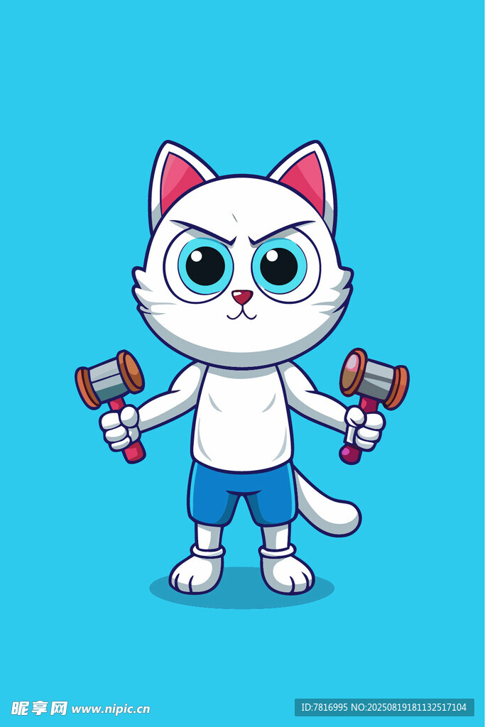 举哑铃的可爱猫咪