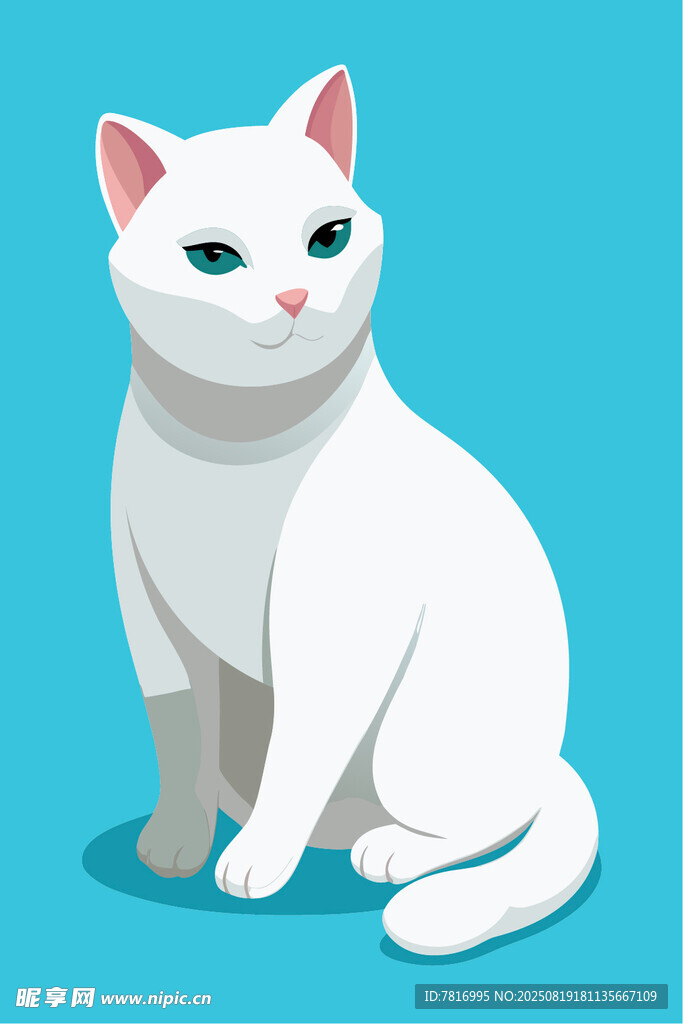 可爱白色猫咪插画