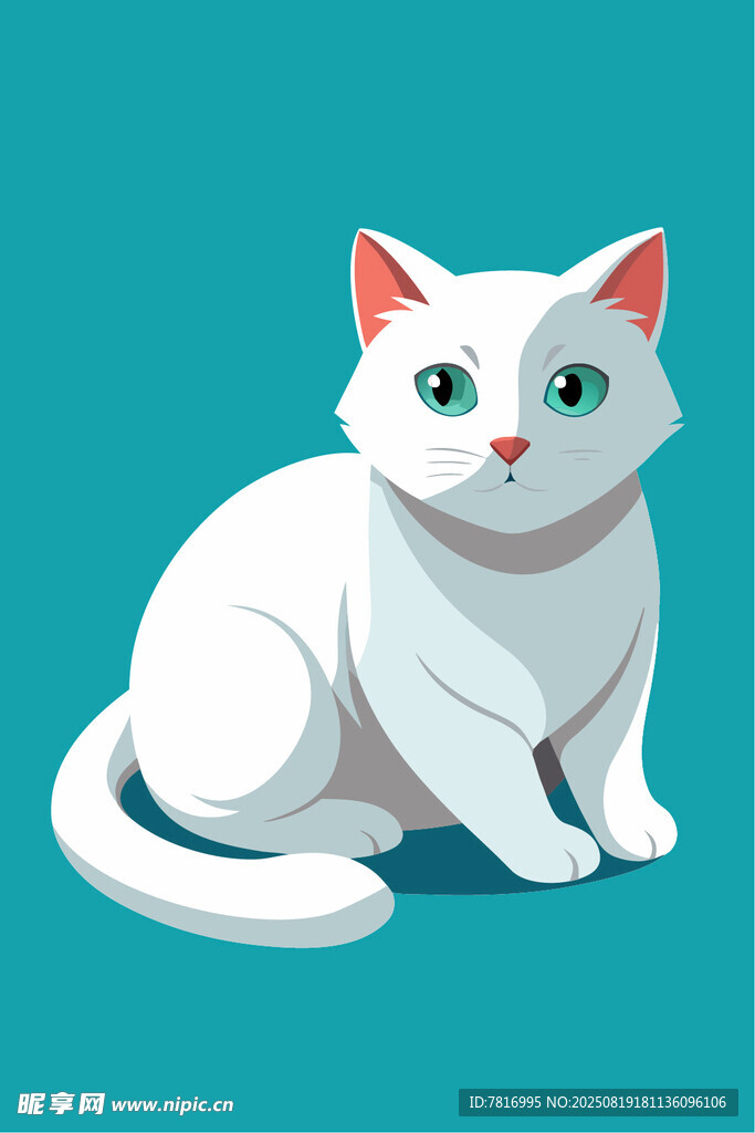 可爱白色猫咪插画