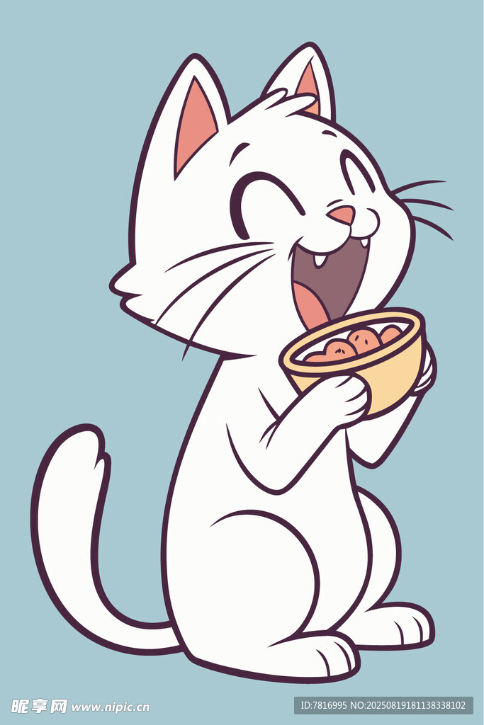 开心小猫享用美食