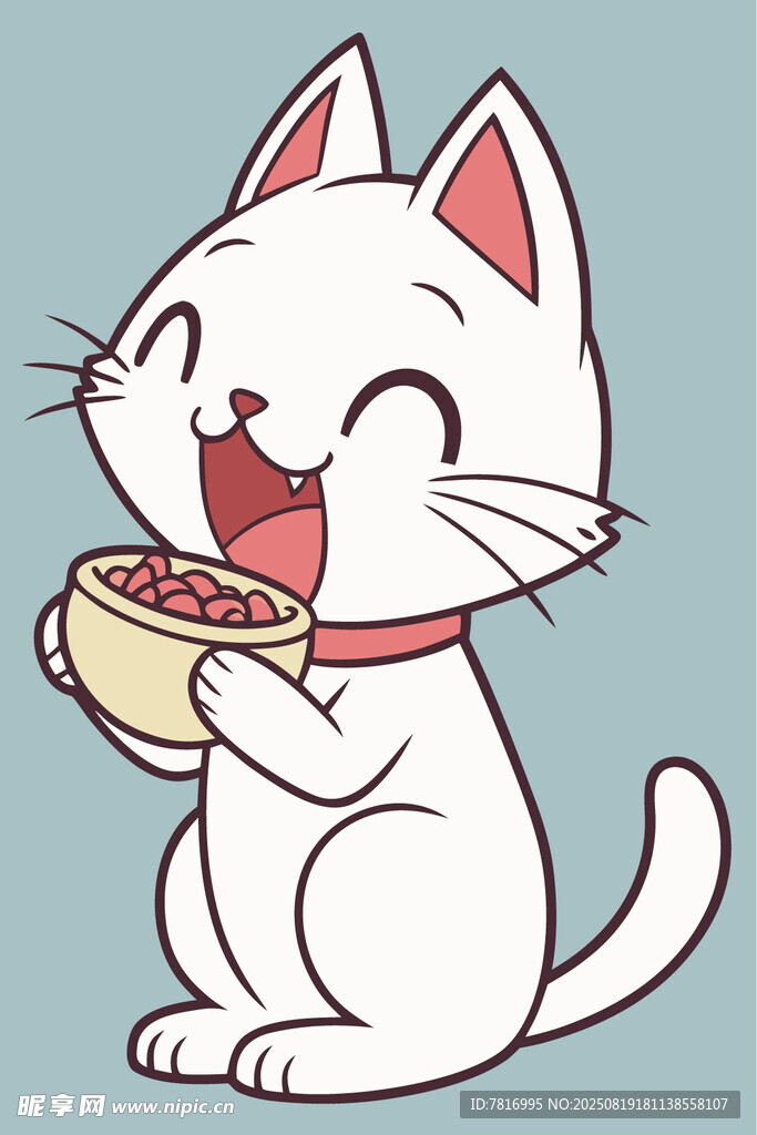 开心猫咪享用美食