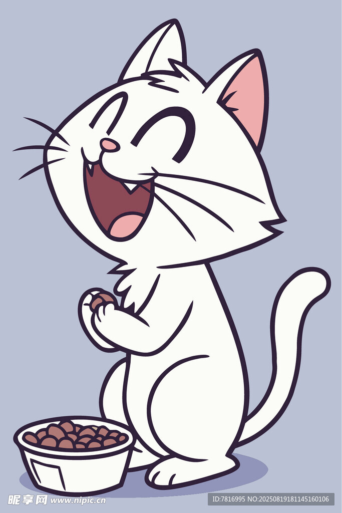 开心猫咪享用美食