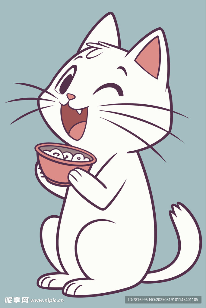 开心猫咪享用美食
