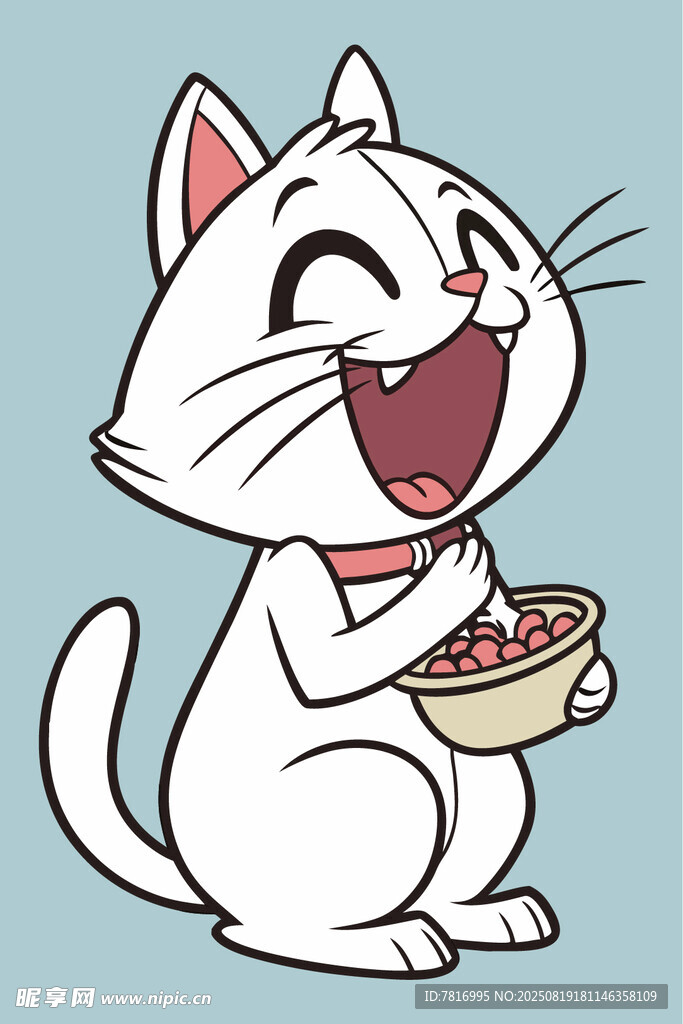 开心猫咪享用美食