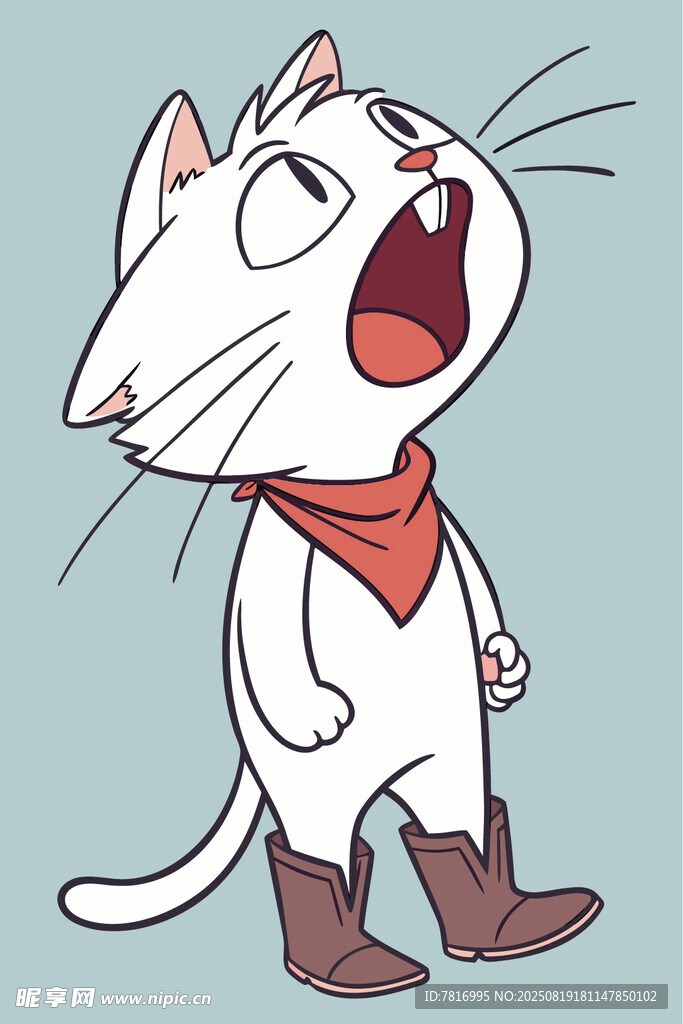 戴围巾猫咪张嘴高歌