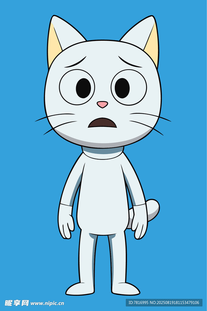 惊讶的拟人化猫咪形象