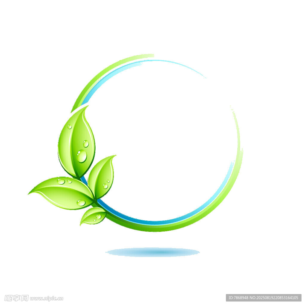 绿叶环绕的清新圆环图案