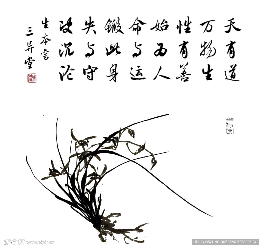 水墨兰花 生本言 图案