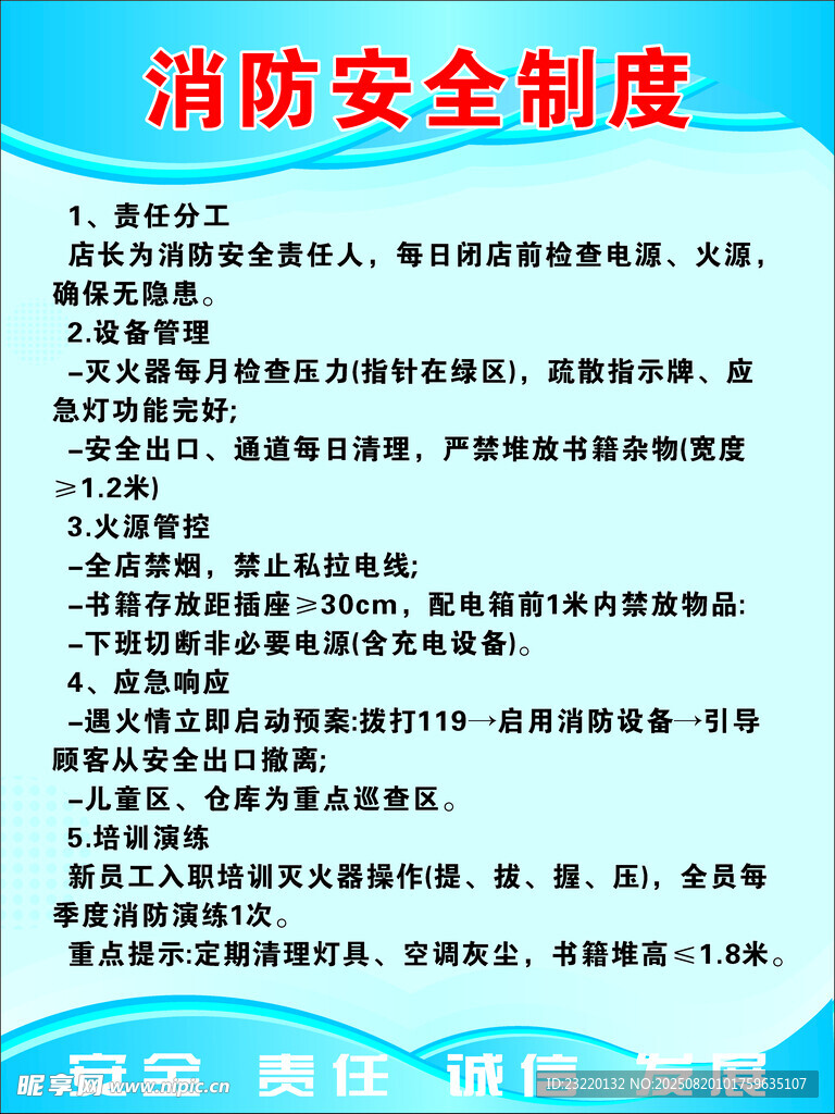 消防安全制度展示