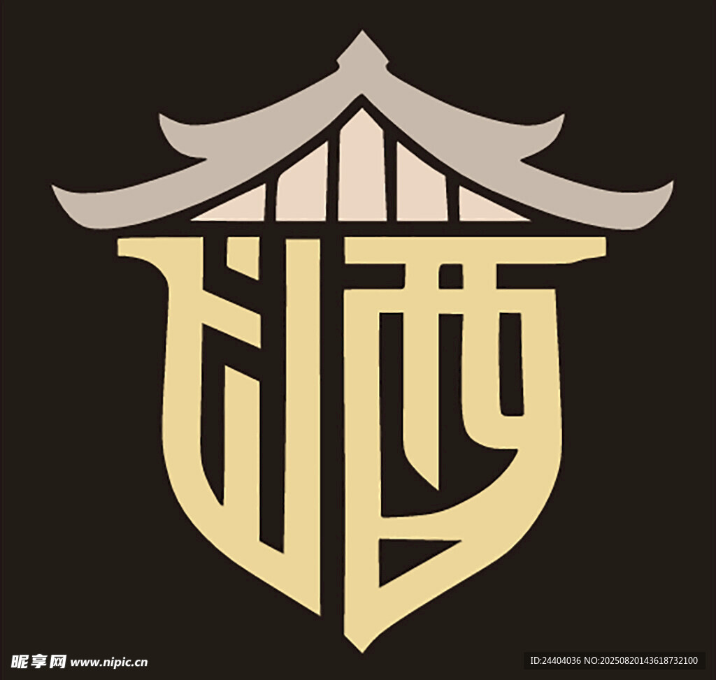 中式风格盾牌标志logo设计