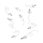 手绘纸飞机线条插画