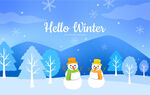 冬日雪景雪人插图