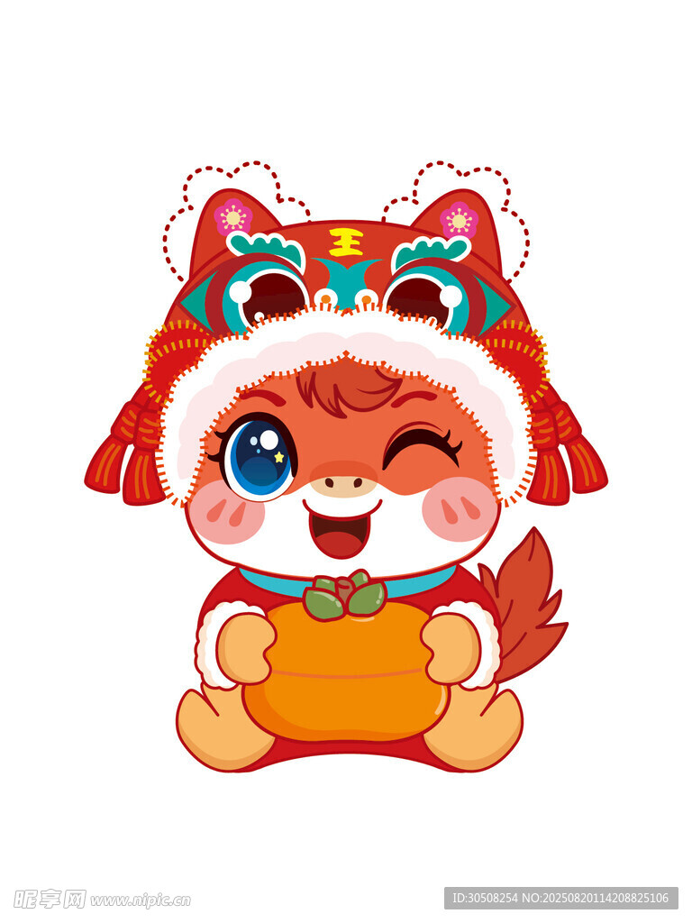可爱马娃抱金元宝