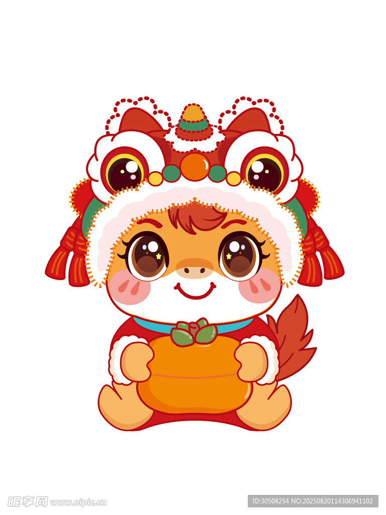 可爱舞狮萌马形象
