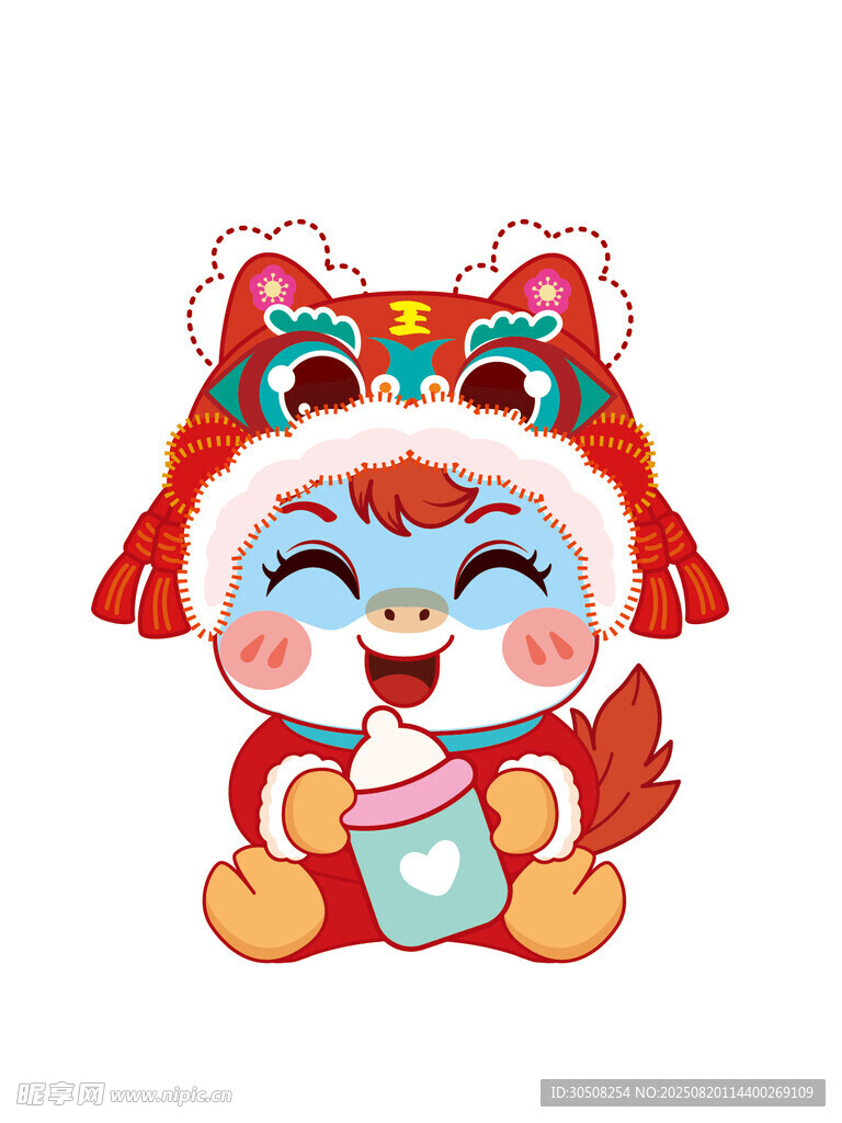 可爱小马舞狮小老虎形象