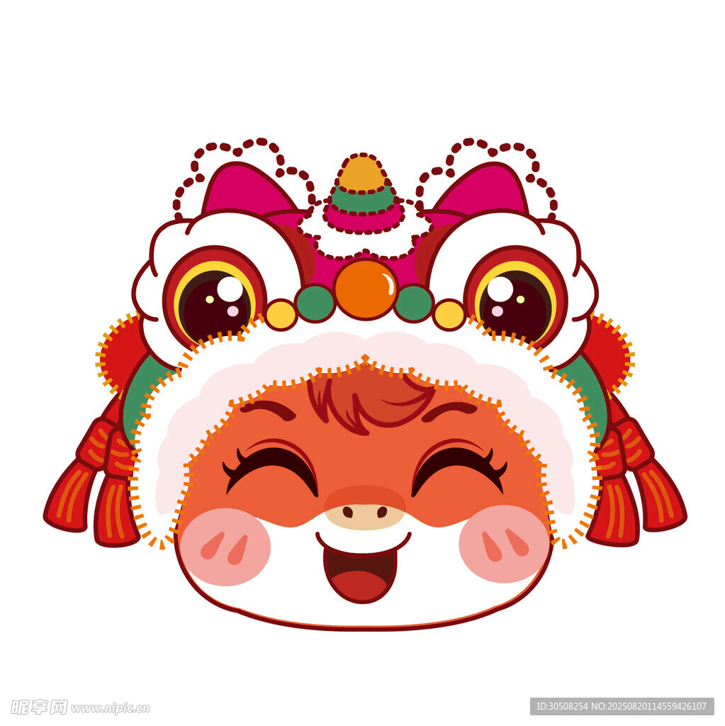 可爱小马舞狮萌娃头像