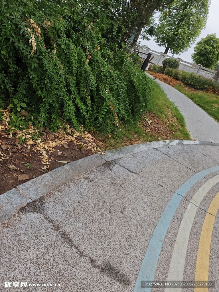 城市中蜿蜒的彩色步道