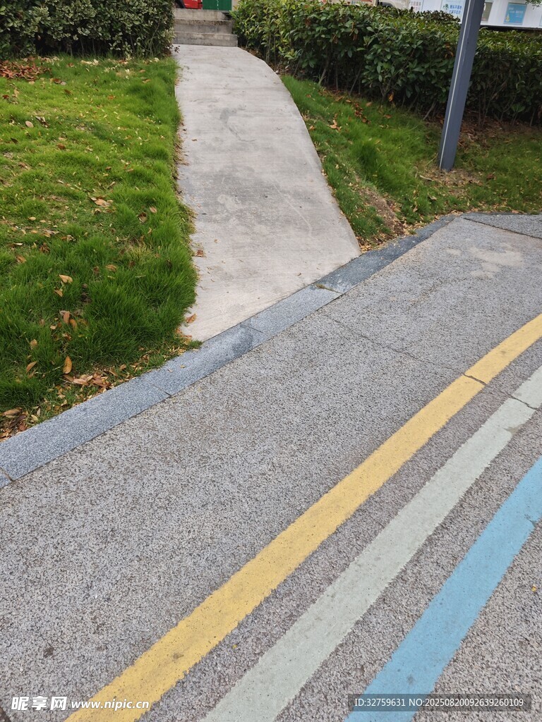 道路旁的小径与绿化景观