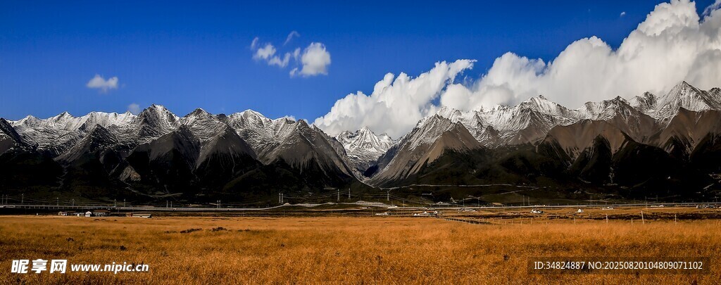 壮丽雪山下的广袤原野