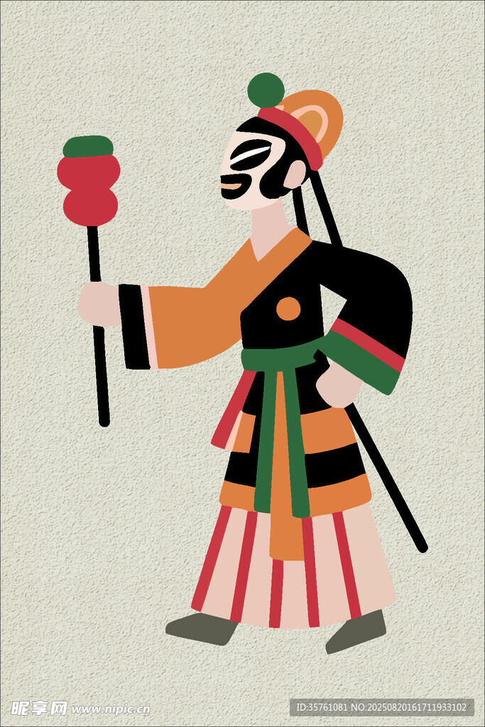 皮影手绘插画矢量图