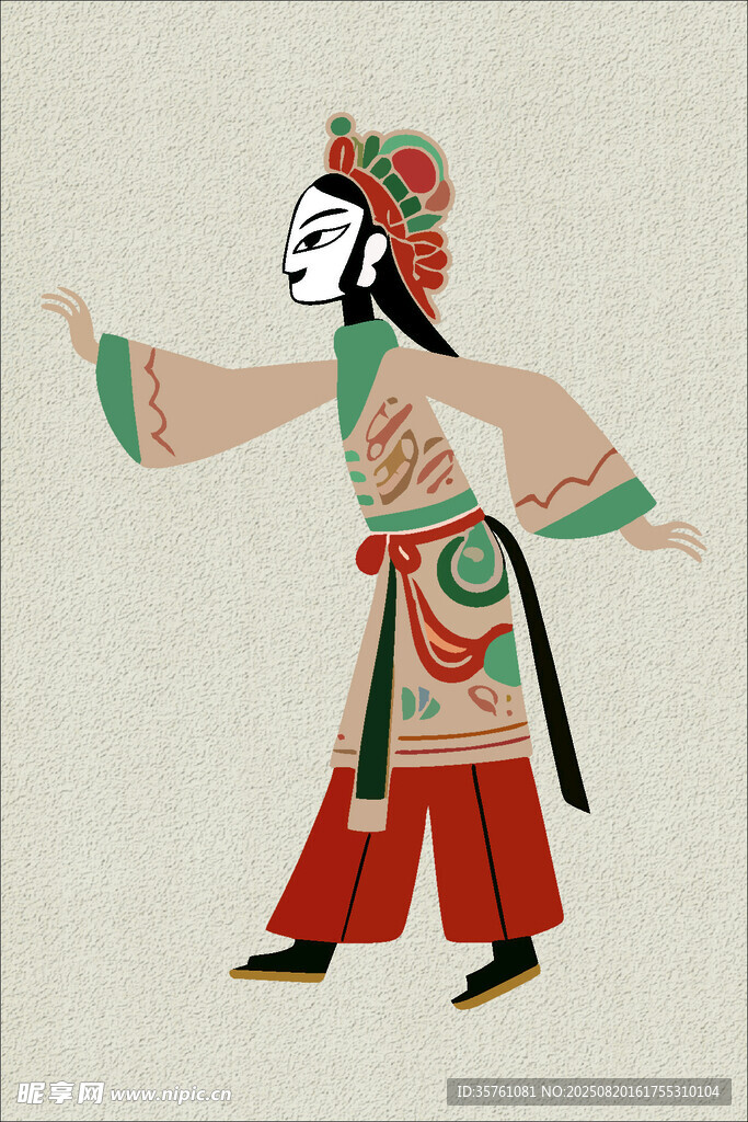 皮影手绘插画矢量图
