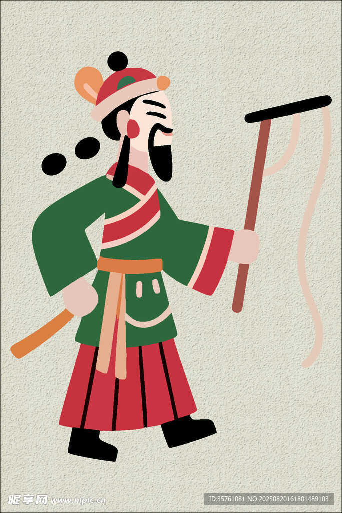 皮影手绘插画矢量图