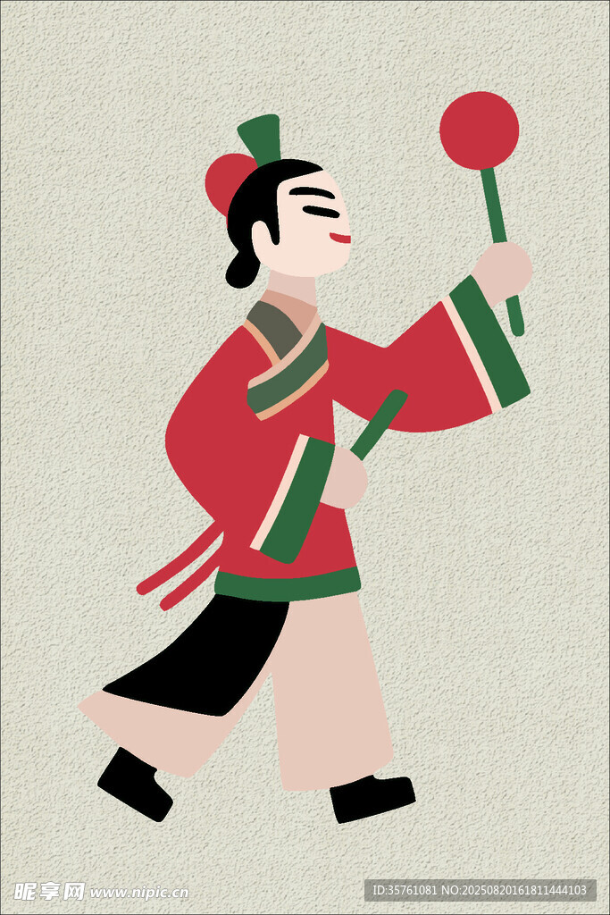 皮影手绘插画矢量图