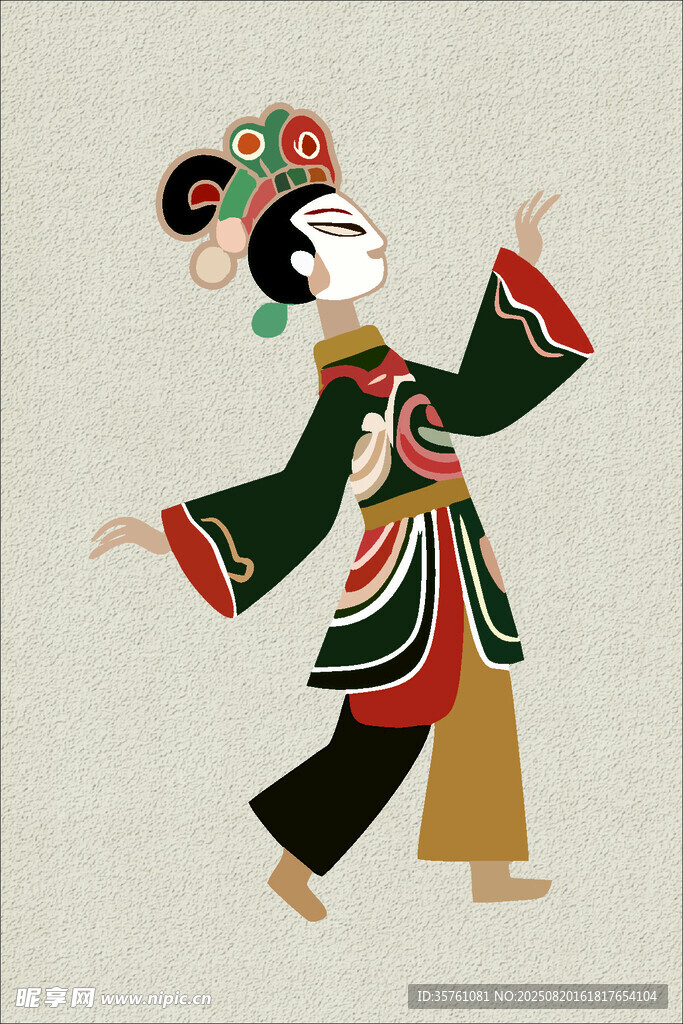皮影手绘插画矢量图