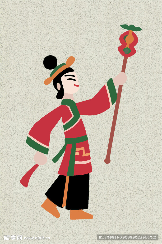 皮影手绘插画矢量图
