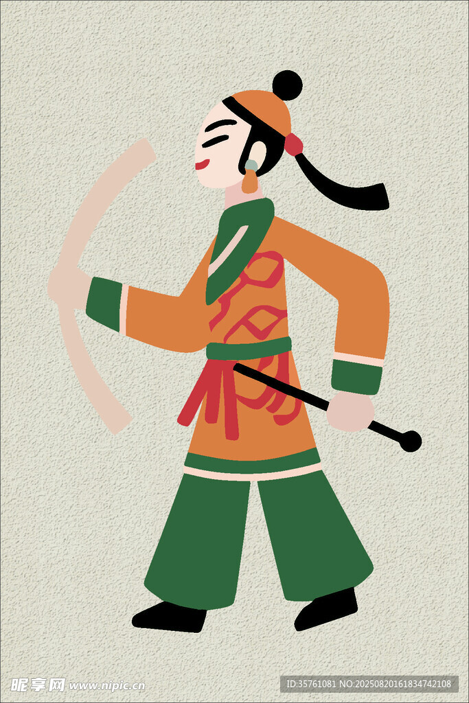 皮影手绘插画矢量图